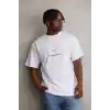 Unisex Baskılı Oversize T-Shirt - Beyaz