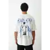 Unisex Baskılı Oversize T-Shirt - Beyaz