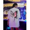 Unisex Baskılı Oversize T-Shirt - Beyaz