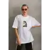 Unisex Baskılı Oversize T-Shirt - Beyaz