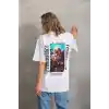 Unisex Baskılı Oversize T-Shirt - Beyaz