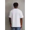 Unisex Baskılı Oversize T-Shirt - Beyaz