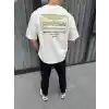 Unisex Baskılı Oversize T-Shirt - Beyaz
