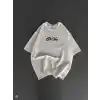 Unisex Baskılı Oversize T-Shirt - Beyaz