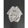 Unisex Baskılı Oversize T-Shirt - Beyaz