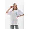 Unisex Baskılı Oversize T-Shirt - Beyaz