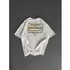 Unisex Baskılı Oversize T-Shirt - Beyaz