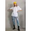 Unisex Baskılı Oversize T-Shirt - Beyaz
