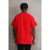 Unisex Baskılı Oversize T-Shirt - Kırmızı