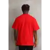 Unisex Baskılı Oversize T-Shirt - Kırmızı