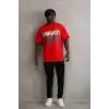 Unisex Baskılı Oversize T-Shirt - Kırmızı
