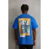 Unisex Baskılı Oversize T-Shirt - Mavi