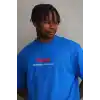 Unisex Baskılı Oversize T-Shirt - Mavi