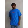 Unisex Baskılı Oversize T-Shirt - Mavi