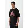 Unisex Baskılı Oversize T-Shirt - Siyah