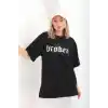 Unisex Baskılı Oversize T-Shirt - Siyah
