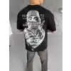 Unisex Baskılı Oversize T-Shirt - Siyah