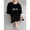 Unisex Baskılı Oversize T-Shirt - Siyah