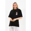 Unisex Baskılı Oversize T-Shirt - Siyah
