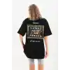 Unisex Baskılı Oversize T-Shirt - Siyah
