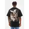 Unisex Baskılı Oversize T-Shirt - Siyah