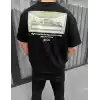 Unisex Baskılı Oversize T-Shirt - Siyah