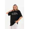 Unisex Baskılı Oversize T-Shirt - Siyah