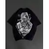 Unisex Baskılı Oversize T-Shirt - Siyah