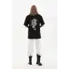 Unisex Baskılı Oversize T-Shirt - Siyah