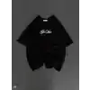 Unisex Baskılı Oversize T-Shirt - Siyah