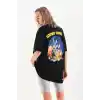 Unisex Baskılı Oversize T-Shirt - Siyah