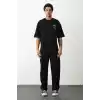 Unisex Baskılı Oversize T-Shirt - Siyah