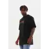 Unisex Baskılı Oversize T-Shirt - Siyah
