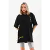 Unisex Baskılı Oversize T-Shirt - Siyah