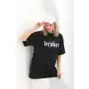 Unisex Baskılı Oversize T-Shirt - Siyah