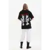 Unisex Baskılı Oversize T-Shirt - Siyah