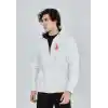 Unisex Baskılı Tam Fermuarlı Kapşonlu SweatShirt - Beyaz