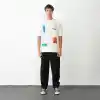 Unisex Bisiklet Yaka Baskılı Oversize T-Shirt - Beyaz