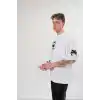 Unisex Bisiklet Yaka Baskılı Oversize T-Shirt - Beyaz