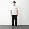 Unisex Bisiklet Yaka Baskılı Oversize T-Shirt - Beyaz