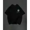 Unisex Bisiklet Yaka Baskılı Oversize T-Shirt - Siyah