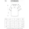 Unisex Bisiklet Yaka Baskılı Oversize T-Shirt - Siyah