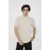 Unisex Bisiklet Yaka Slim fit T-Shirt- Bej