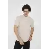 Unisex Bisiklet Yaka Slim fit T-Shirt- Bej