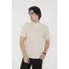 Unisex Bisiklet Yaka Slim fit T-Shirt- Bej