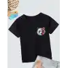 Unisex Çocuk Baskılı T-Shirt - Siyah