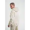Unisex Double Oversize Kapşonlu Yıkamalı SweatShirt - Krem