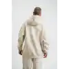 Unisex Double Oversize Kapşonlu Yıkamalı SweatShirt - Krem