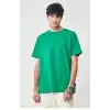 Unisex Düz Biskilet Yaka Oversize T-shirt - Yeşil