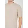 Unisex Jakar Kumaş Rahat Kol T-Shirt - Bej